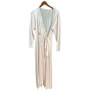VTG Hensen Kirkernick Pink Satin Nylon Floral Robe House Coat One Size